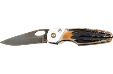 Image of Bear &amp; Son Sideliner Stag Fold Knife, Titanium coated SS Blade, Stag Bone Handle BC504