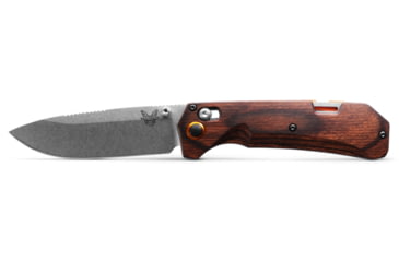 Image of Benchmade Hunt Grizzly Creek Hunting Folding Knife, 3.49 in, CPM-S30V Steel, Drop Point Blade, Stabilized Wood, Brown Handle 15062