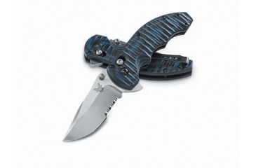 Image of Benchmade 300-1 Axis Flipper Folding Knife, Plain Edge/ Black and Blue G10 Handles 300-1