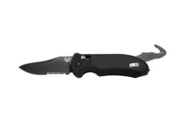 Image of Benchmade Triage Automatic Folding Knife, 3.58 in, N680/440C Steel, ComboEdge, BK1 Coated Blade, Aluminum/G10, Black Handle, 9170SBK