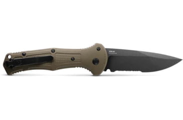 Image of Benchmade Claymore Automatic Folding Knife, 3.6in, CPM-D2 Tool Steel, Drop Point Blade, Textured Grivory With SS Liners Ranger Green Handle, 9070SBK-1