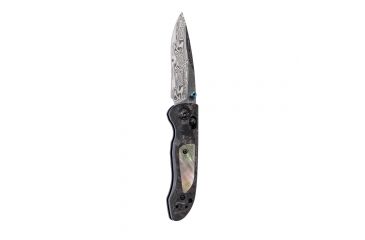 Image of Benchmade Foray Axis Folding Knife,Drop-point Plain Edge Damasteel Blade, 3.22in, Marbled Carbon Fiber Handle 698-181