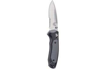 Image of Benchmade Mini Boost Axis Folding Knife, Serrated Edge Satin Drop Point Blade, 3.11in, Grivory Versaflex Handle, 595S