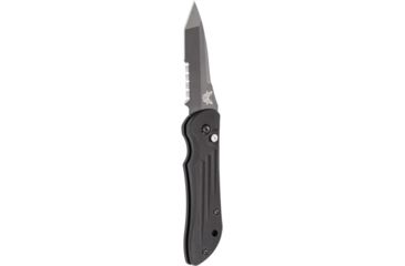 Image of Benchmade Mini Stryker, Auto, Serrated Blade, Tanto, Black Blade Knife 9501SBK