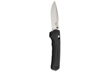 Image of Benchmade Mini Vallation Axis-Assisted Folding Knife, 3.20in, CPM-S30V Stainless Steel, Half-Serrated, Drop Point, Satin Blade, 6061-T6 Aluminum Handle, Black, 427