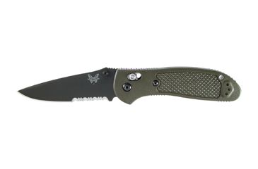 Image of Benchmade 555HG Mini Griptilian Knife by Pardue Design w/ Combo Edge Blade BK Coated Blade &amp; Olive Drab Handle 555BKHGOD