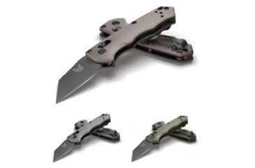 Image of Benchmade Partial Immunity Folding Knife, Burnt Bronze, Charcoal Grey, Woodland Green