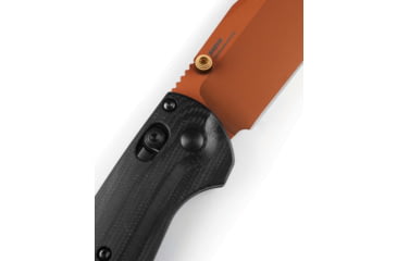 Image of Benchmade Taggedout Folding Knife, 3.5in, CPM S45VN Cerakote Copper Suede, Clip Point Blade, G10, Black Handle, 15536CR-2501