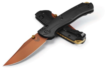 Image of Benchmade Taggedout Folding Knife, 3.5in, CPM S45VN Cerakote Copper Suede, Clip Point Blade, G10, Black Handle, 15536CR-2501
