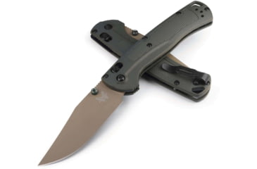 Image of Benchmade Taggedout Folding Knife, 3.5 in, Elmax Stainless Powder Steel, Clip Point Blade, Grivory, Tan Handle, 15536TN-02