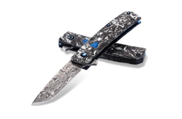 Image of Benchmade Tengu Flipper Liner Lock AO Folding Knife By Jared Oeser, 2.77in Damasteel Tanto Blade, Carbon Fiber With Inlay Handle, 601-211