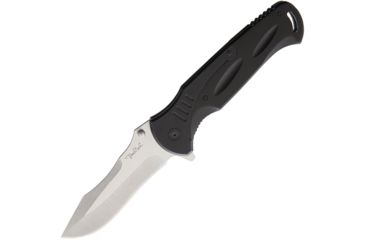 Image of Benchmark Linerlock A/O Folding Knife,4.5in,Drop Point,Satin,Black,G10 Handle BMK108