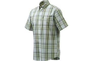 Image of Beretta Mens Drip Dry Short Sleeve Shirt, White / Green Check, 2XL LU52007517012XXXL