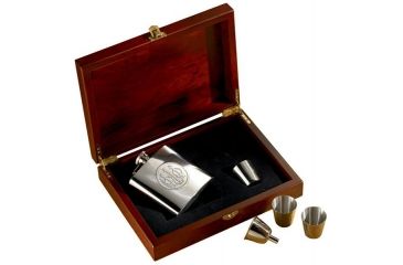 Image of Beretta Set Of 6 Oz Flsk 3 Glasses In A Wood Box 0g4900010085