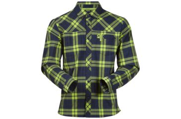 Image of Bergans of Norway Granvin Shirt - Men's-Navy/Spring Leaves Check-Small
