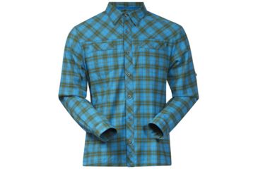 Image of Bergans of Norway Granvin Shirt - Mens-Sea Blue/Green Tee Check-Large bgn0043-Sea Blue/Green Tee Check-Large