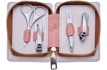 Image of Bertha Avery 4 Piece Surgical Steel Groom Kit, Marble/Pink, One Size, BTHGRMKIT3