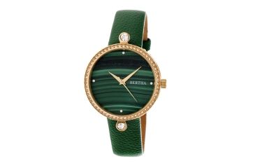 Image of Bertha Frances Marbled Dial Leather-Band Watch, Gold/Green, Standard BTHBR6403