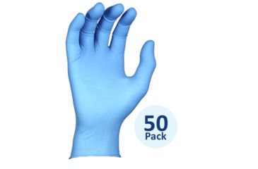 Image of Best Manufacturing N-DEX Ambidextrous Powdered Nitrile Plus Gloves, Disposable, 8 Mil Thickness, 24.1 cm, Large, Blue, 50 Pack, 8005L/ 32891-842