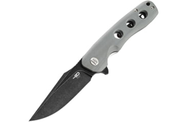 Image of Bestech Knives Arctic Linerlock Folding Knife, 3.5in black stonewash finish D2 tool steel blade, Gray, Gray G10 handle, BG33C-2