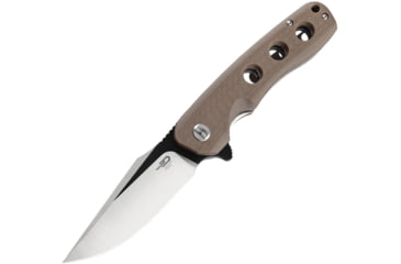 Image of Bestech Knives Arctic Linerlock Folding Knife, 3.5in D2 tool steel blade, Brown, Brown G10 handle, BG33D-1