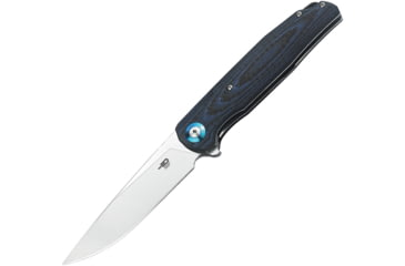 Image of Bestech Knives Ascot Linerlock G10 Folding Knife, 4in Satin D2 Tool Steel Blade, Black/Blue G10 Handle, Pocket Clip, Ceramic Ball Bearings, Black Nylon Zippered Storage Case, Black and blue, BG19C