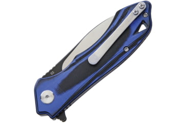 Image of Bestech Knives Beluga Linerlock/Blue Folding Knife, 3in D2 Tool Steel Drop Point, Black/Blue G10 Handle, Pocket Clip, Black/Satin Blade, Ceramic Ball Bearing, Black and blue, BG11G-1