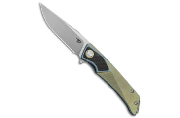 Image of Bestech Knives Bestech Knives Sky Hawk Frame Lock Flipper Knife Blue/Gold CF 3.6" Blasted, Blue/Gold, CPM S35VN, adult, BHQ-87420