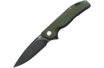 Image of Bestech Knives Bison Framelock Folding Knife, 3.58in Black Stonewash D2 Tool Steel Blade, Green G10 Handle w/Stonewash Titanium Back Handle, Pocket Clip, Black Nylon Zippered Case, Green, BT1904C-2