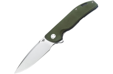Image of Bestech Knives Bison Framelock Folding Knife, 3.58in Stonewash D2 Tool Steel Blade, Green G10 Handle w/Stonewash Titanium Back Handle, Pocket Clip, Black Nylon Zippered Case, Green, BT1904C-1