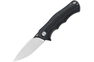 Image of Bestech Knives Bobcat Linerlock Black/Blue Folding Knife, 3.25 D2 tool steel black stonewash and satin fini, Black and blue finger grooved G10 handle, BG22D-2