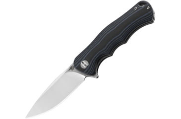 Image of Bestech Knives Bobcat Linerlock Black/Blue Folding Knife, 3.25 D2 tool steel stonewash and satin finish bla, Black and blue finger grooved G10 handle, BG22D-1