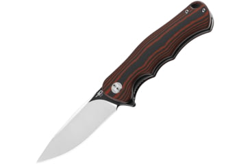 Image of Bestech Knives Bobcat Linerlock Black/Red Folding Knife, 3.25 D2 tool steel black stonewash and satin fini, Black and red finger grooved G10 handle, BG22C-2