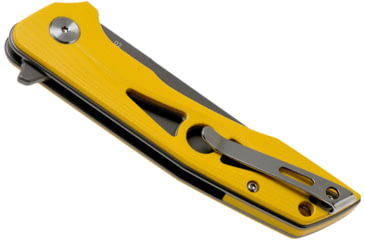 Image of Bestech Knives Eye of Ra Linerlock Yellow Folding Knife, 3.38 gray coated D2 tool steel blade, Yellow G10 handle, BG23C