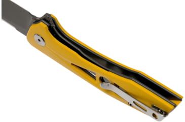 Image of Bestech Knives Eye of Ra Linerlock Yellow Folding Knife, 3.38 gray coated D2 tool steel blade, Yellow G10 handle, BG23C