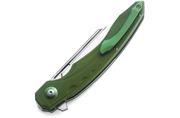 Image of Bestech Knives Fanga Linerlock Folding Knife, 4in Satin D2 Tool Steel Blade, Green G10 Handle, Pocket Clip, Ceramic Ball Bearings, Black Nylon Zippered Storage Case, Green, BG18B