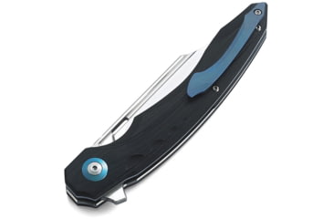 Image of Bestech Knives Fanga Linerlock G10 Folding Knife, 4in Satin D2 Tool Steel Blade, Black G10 Handle, Pocket Clip, Ceramic Ball Bearings, Black Nylon Zippered Storage Case, Black, BG18A