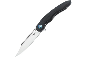 Image of Bestech Knives Fanga Linerlock G10 Folding Knife, 4in Satin D2 Tool Steel Blade, Black G10 Handle, Pocket Clip, Ceramic Ball Bearings, Black Nylon Zippered Storage Case, Black, BG18A