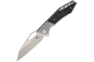 Image of Bestech Knives Fractal Framelock Grey Folding Knife, 3.5 S35VN stainless blade, Gray titanium handle with carbon fiber inlay, BT1907A