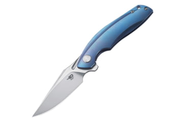 Image of Bestech Knives Ghost Framelock Ti Blue Folding Knife, S35Vn Blade With Stonewash + Flat Satin, Blue Titanium Handle, 4.53 Inches Closed Length, Ceramic Ball Bearing, Blue, BT1905B