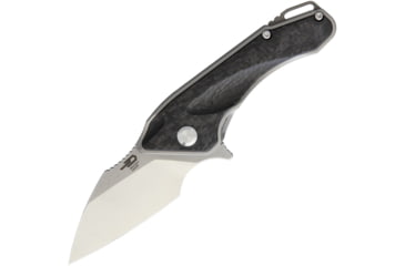 Image of Bestech Knives GOBLIN Tiium Framelock CF Folding Knife, 2.25in Satin Cpm S35Vn SS Blade, Gray Titanium Handle With Carbon Fiber Onlay, Pocket Clip, Black Nylon Zippered Storage Case, Gray, BT1711A