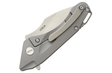 Image of Bestech Knives GOBLIN Tiium Framelock Folding Knife, 2.25in Satin Cpm S35Vn SS Blade, Gray Titanium Handle, Pocket Clip, Black Nylon Zippered Storage Case, Gray, BT1711C
