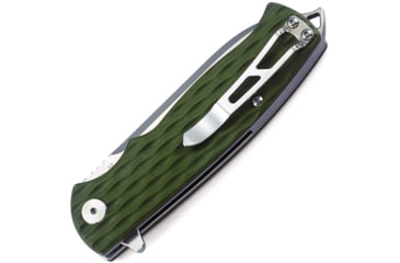 Image of Bestech Knives Grampus G10 Linerlock Folding Knife, 3.5in Satin D2 Tool Steel Drop Point, OD Green Sculpted G10 Handle, Pocket Clip, OD green, BG02B