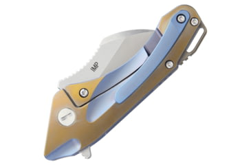 Image of Bestech Knives IMP Tiium Framelock Blue Folding Knife, 1.75in Satin Cpm S35Vn SS Blade, Blue Anodized Titanium Handle, Pocket Clip, Black Nylon Zippered Storage Case, Blue, BT1710B