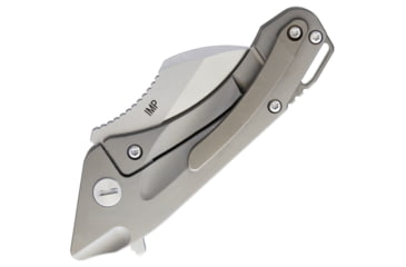 Image of Bestech Knives IMP Tiium Framelock Folding Knife, 1.75in Satin Cpm S35Vn SS Blade, Gray Titanium Handle, Pocket Clip, Black Nylon Zippered Storage Case, Gray, BT1710C