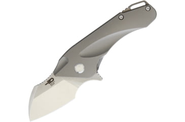 Image of Bestech Knives IMP Tiium Framelock Folding Knife, 1.75in Satin Cpm S35Vn SS Blade, Gray Titanium Handle, Pocket Clip, Black Nylon Zippered Storage Case, Gray, BT1710C