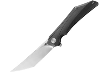 Image of Bestech Knives Kamoza Framelock Gray Folding Knife, 3.63 stonewash finish Bohler M390 stainless tanto, Gray stonewash finish titanium handle, BT1911A