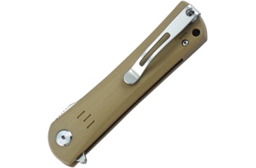 Image of Bestech Knives Kendo G10 Linerlock Beige Folding Knife, 3.75in Satin D2 Tool Steel Tanto Blade, Tan G10 Handle, Pocket Clip, Tan, BG06C-1