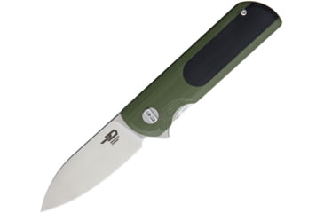 Image of Bestech Knives Pebble Linerlock Folding Knife, 3in Stonewash Vg-10 SS Blade, Black/Green G10 Handle, Pocket Clip, Black Nylon Zippered Storage Case, Black/Green, BG07A