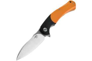 Image of Bestech Knives Penguin Linerlock Folding Knife, Black and orange, Black and orange G10 handle, BG32C